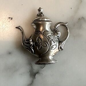 Sterling Silver Teapot Brooch Pin